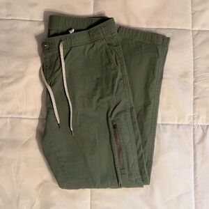 Vuori 100% Cotton Army Green Utility Hiking Outdoor Pants with Drawstrings